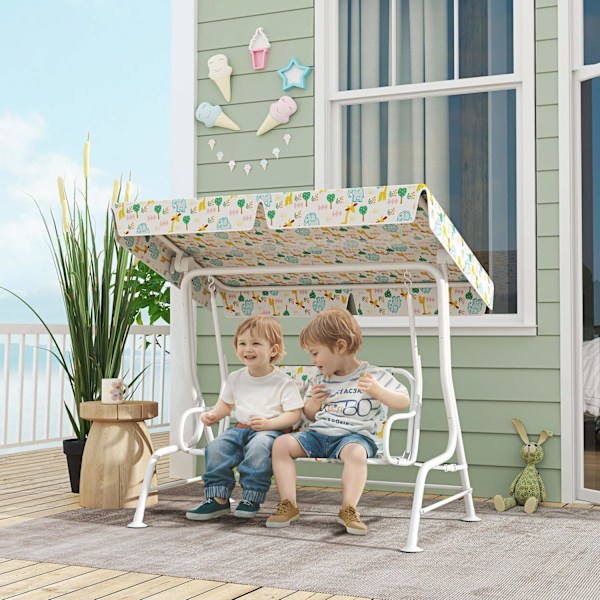 Rootz Hollywood Swing for Children - Kids Swing Set - 2 -Seater Playground Swing - Sun Protection - 112 cm x 75 cm x 120 cm