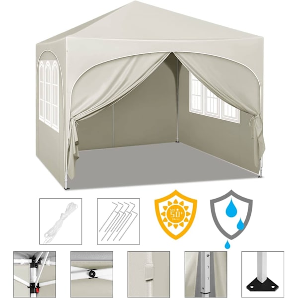 Rootz Ultimate Outdoor Gazebo - Väderbeständig paviljong - Eventtält - Stark metallram - UV- och regnskydd - Enkel installation - 3x3m