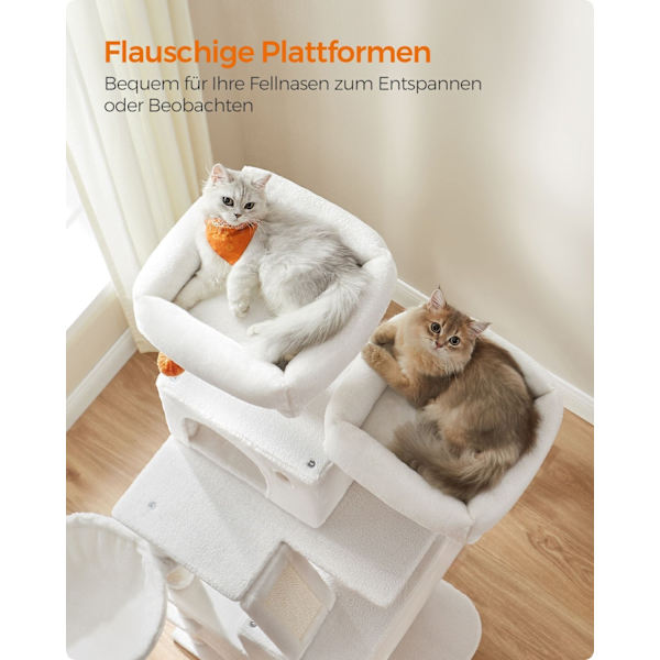 Rootz Cat Skrapstolpe - Kattträd - Skrapare - Spånskiva - Plysch - Sisal - Robust konstruktion - Enkel montering - 55cm x 45cm x 168cm