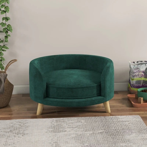 Rootz koiransänky - Paksu tyyny - Koirasohva - Tyylikäs muotoilu - Lemmikkieläinsohva - Eukolyptus - Eukalyptuspuu - Vihreä - 68L x 68W x 35K cm
