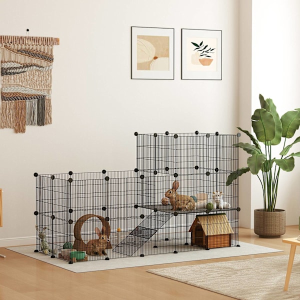 Rootz Dwarf Rabbit -kabinet - Lille kæledyr Hutch - Animal Habitat - Sikker og rummelig - 140 x 70 x 105 cm