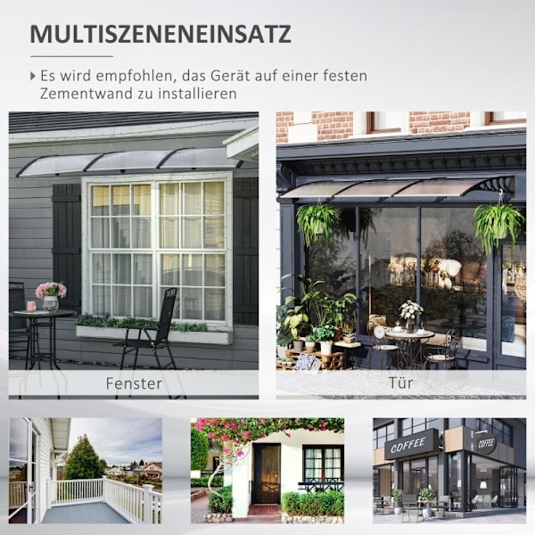 Rootz Entrétak - Dörrmarkis - Fönstertak - UV-skydd - 303L x 96W x 27H cm