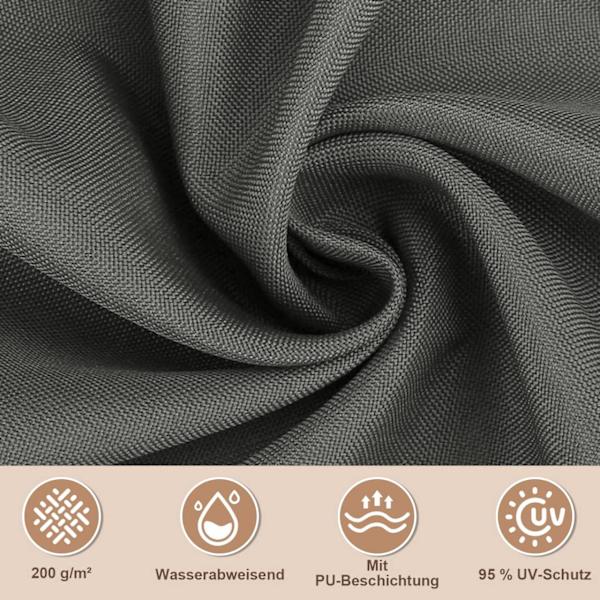 Rootz Premium Sun Sail Shade - Baldakin - Solsejl - UV-beskyttelse - Vandtæt - Holdbar - 200g/m² PES-stof - Flere størrelser tilgængelige