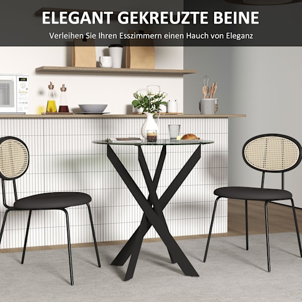 Rootz Modern Glass -Egg Table - Spisebord - Køkkenbord - Skrab -resistent - 70 cm diameter x 75 cm højde