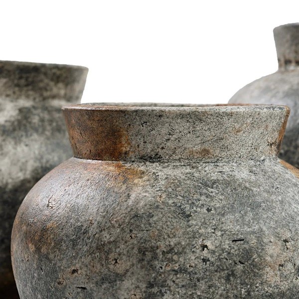 Rootz Funky Vase S - Terracotta Masterpiece - Antique Grey Vase - Silver Shine - Perfekt för torkade blommor - 25 cm x 25 cm x 19 cm