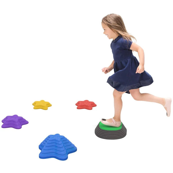 Rootz Stepping Stones Set för barn - 3 år och äldre - 5 stenar - Halkfritt - Upp till 80 kg - Sjöstjärna Design - Lek för inomhus - Utomhus - Flerfärg