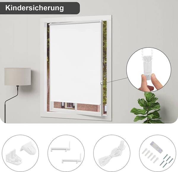 Rootz Roller Blind - Thermorollo Shade - Room Darking persienner - Energibesparing - 80 cm x 150 cm - vit