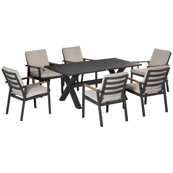 Rootz Garden Set - Uteplats Set - Med 6 stolar och 1 bord - Alum
