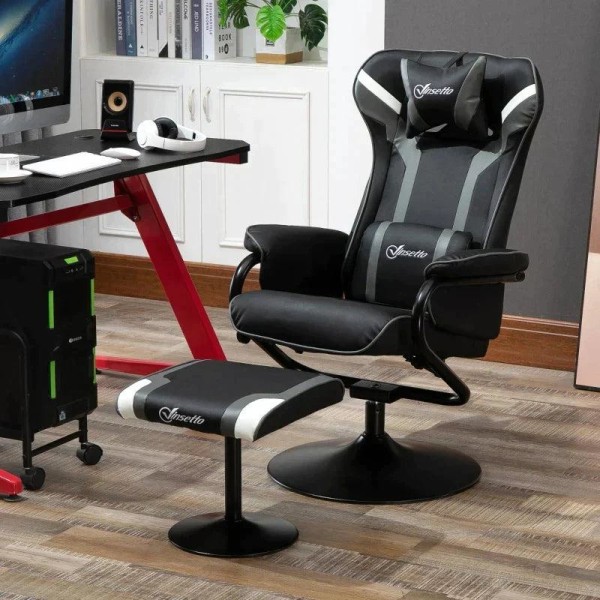 Rootz Relaxation Chair - TV-stol - Stoppad stol - Spelsoffa - Pall - Svart/Grå - 67 x 82,5 x 103 cm