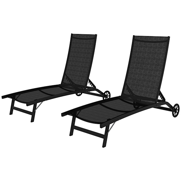 Rootz 2 Sun Loungers -sarja - Piew Lounge - lepotuolin - ergonominen mukavuus - 195 cm x 66cm x 34 cm - alumiini ja tekstilene, 150 kg: n kapasiteetti