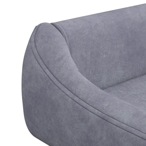 Rootz Pet Sofa - Hundsoffa - Scandi Design - Avtagbar kudde - Sammetslook - Grå + Natur - 102 cm x 58,5 cm x 42,5 cm