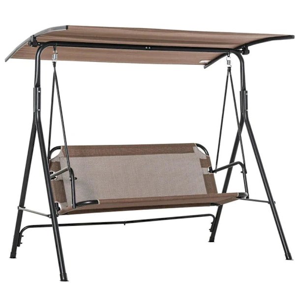 Rootz 2-sits Hängmatta - Utomhussolstol - Hollywood Switch - UV-beständig - Metallrör av hög kvalitet - Vinkeljusterbar - Brun - 172 x 110 x 155 cm
