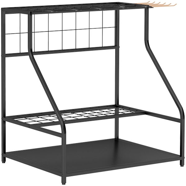 Rootz Garden Tool Storage Frame - Garden Tool Organizer - 3 -trins hylde - Rustresistente metal - 84 cm x 53 cm x 73 cm - Sort