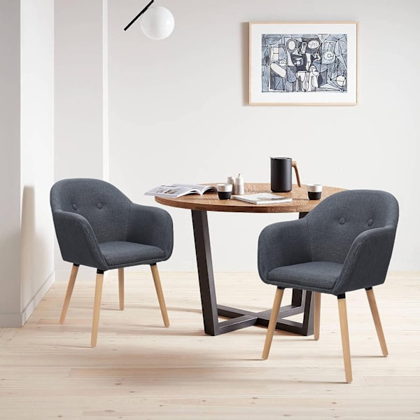 Rootz Ergonomic Chair - Kontorstol - Lounge Chair - Komfortabel linnedpolstring - Holdbare massive træben - Alsidigt design - 40cm x 40cm x 82cm
