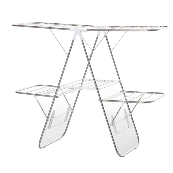 Rootz tørrestativ - Sammenfoldelig tørrestativ - 3 etagers stativ - tørrerum - Sølv hvid - 138 cm x 60,5 cm x 112 cm