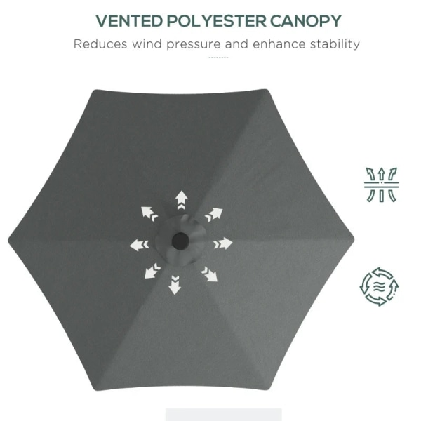 Rootz Parasoller - Trädgårdsparaply - LEDs - Solar Modul - Cantilever paraply - Väderbeständig - Skyddsöverdrag - Solskydd - Stål-polyester - Mörkgrå