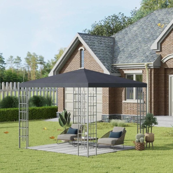 Rootz Gazebo - Festtält - Trädgårdslusthus - Festlusthus - Med luftventil - Stål/Polyester - Grå - 3 x 3 x 2,5 m