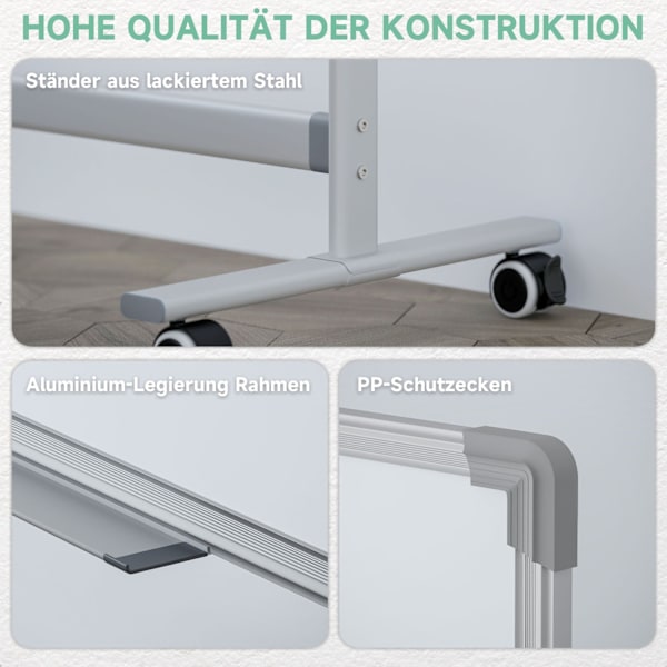 Rootz Mobile Magnet Whiteboard - Rotertable Teaching Board - Writing Display - 360 ° Flexibilitet - 120 x 90 cm