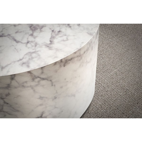 Rootz Elegant sofabord - Rundt bord - Marmorlook - Hvid - Fjernbetjeningsopbevaring - Alsidigt design - Ridsebeskyttelse - 60 cm x 60 cm x 30 cm