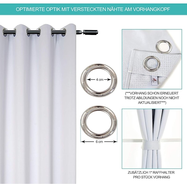 Rootz Premium mörkläggningsgardiner - Sekretessgardiner - Energibesparande paneler - Ljusblockerande, ljudreducerande, värmeisolerade - 168 cm x 229 c