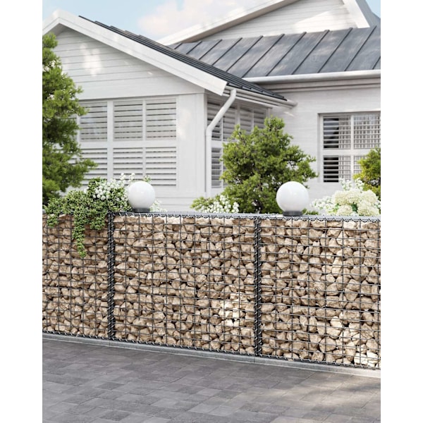 Rootz Gabion vægsæt - 4060g/m2 galvaniseret stål - Gabion kurv - Klippebur - 100 cm x 80 cm x 30 cm_dimensioner - 30,6 kg - Sølv