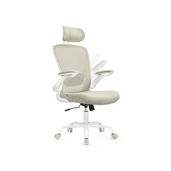 Rootz Ergonomic Office Stol - Mesh - Cappuccino Beige - Plastskum - Nylonstål - 64cm x 64cm x (115-130cm)