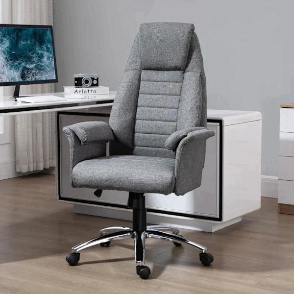 Rootz Drejestol - Executive Chair - Kontorstol - Skrivebordsstol - Højdejusterbar - Stof + Metal - Grå - 68x69x116-126cm