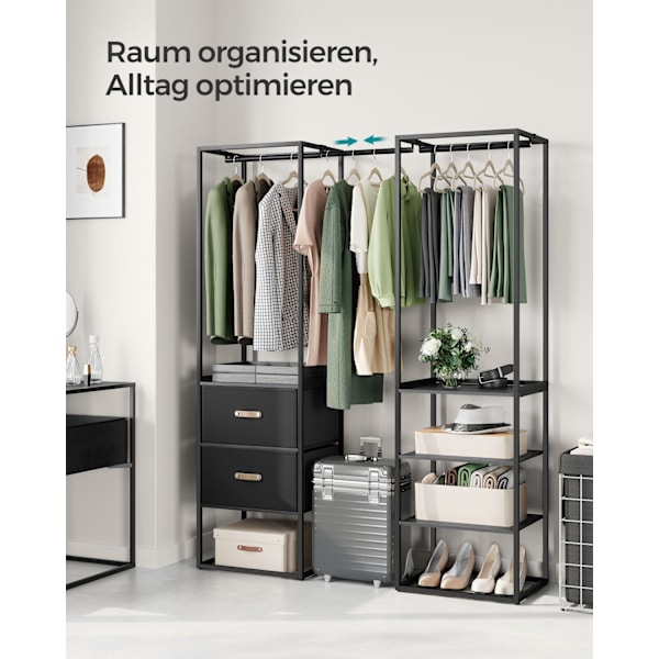 Rootz garderobeopbevaringsopbevaring - Skabearrangør - Stor kapacitet - Stål & MDF - 40 cm x (150-180 cm) x 180 cm