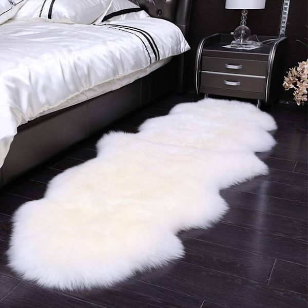 Rootz Faux Fur Area matto - Pehmeä matto - Shag matto - Lämpötilan tasapainotus - 60cm x 180cm - Polyesteri - Tummanharmaa/valkoinen