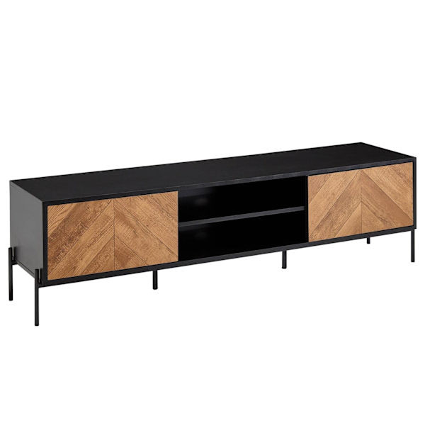 Rootz lowboard trä svart - ekdekor 163x45x40 cm TV-byrå med två dörrar - Design TV-skåp hög - TV-bänk TV-skåp modern - TV-byrå vardagsrum