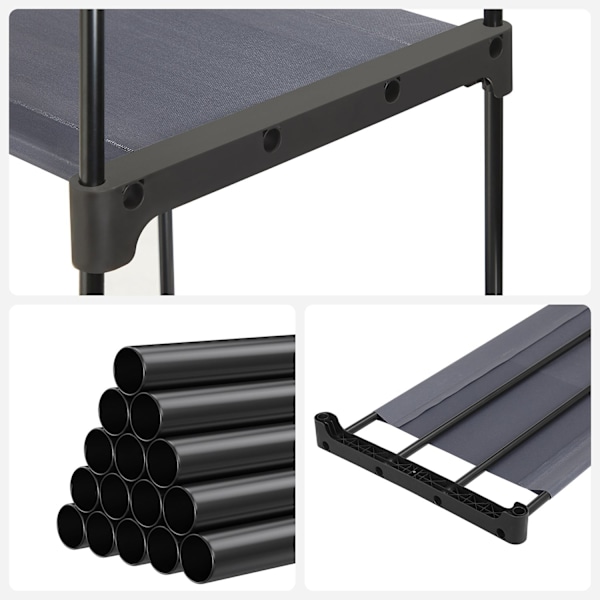 Rootz Åbent garderobeskab - Skabsorganisering - Tøjstativ - Ikke-vævet stof - 43cm x 112cm x 165cm - Sort - Metalrør - Plastforbindelser