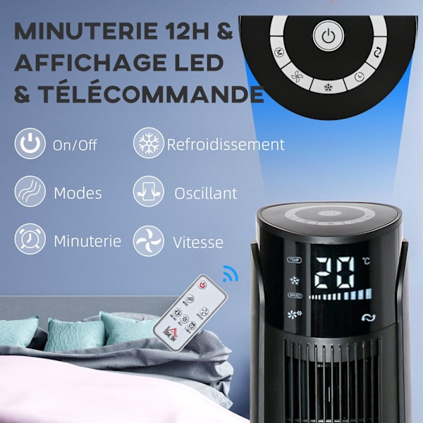 Rootz Column Fan Tower Fan - Air Cooler - 2 -in -1 fläkt - Remote Control, Timer, Swivel - 31,5 cm x 31,5 cm x 107 cm - Håll sval och bekväm