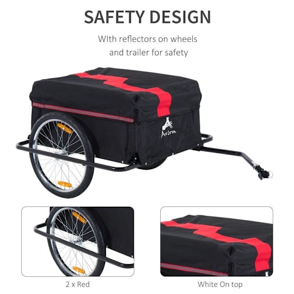 Rootz transporttrailere til cykler - rød, sort - stof, stål - 55,12 cm x 34,65 cm x 23,62 cm