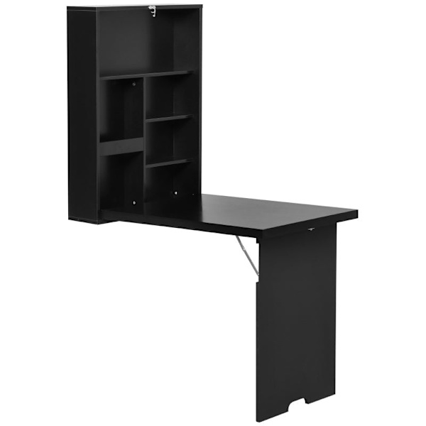 Rootz Väggfällbart bord - Väggskrivbord - Väggbord - Inklusive skrivtavla - Platsbesparande - MDF - Svart - 60 cm x 94,5 cm x 147 cm