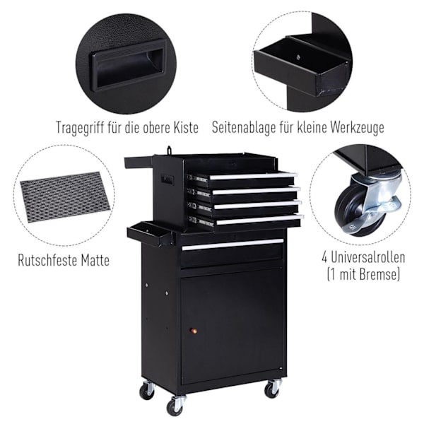 Rootz Workshop Rolley Tool - Musta - Metalli - 20,67 cm x 11,02 cm x 41,14 cm