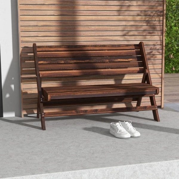 Rootz Havebænk - 2 Personer - Rustikt Design - Sammenklappelig havebænk - Kulfinish - Naturligt træ - Forkullede - 122 x 63 x 83 cm