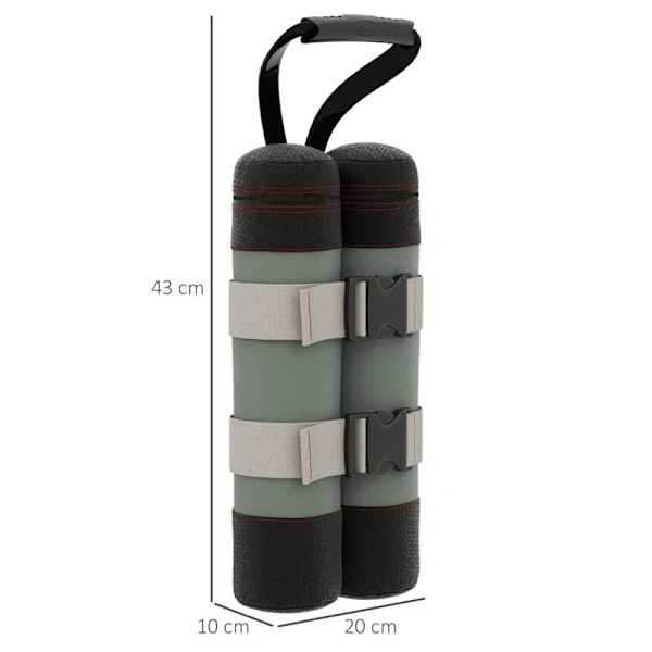 Rootz Gazebo - Gazebo Sandsække - Sandsække Sæt med 4 - Sandfri med stropper - Oxford Polyester - Vejrbestandig - Sort - 20L x 10W x 43H cm