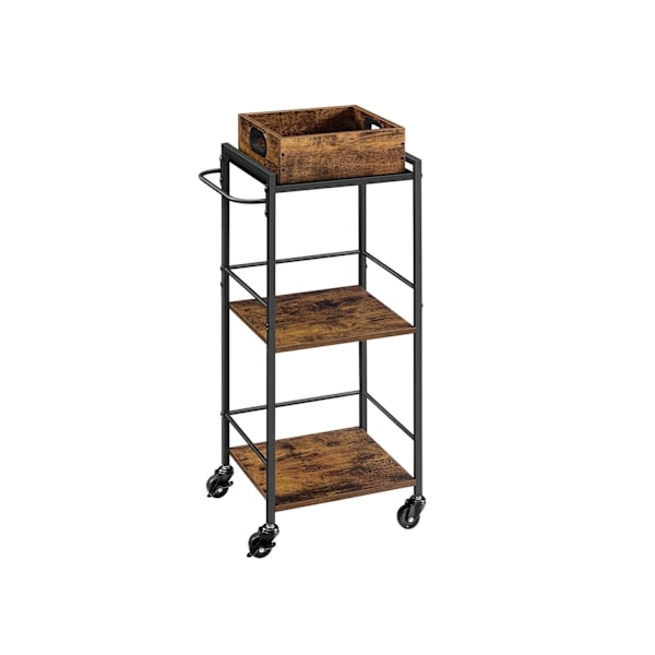 Rootz Vintage Serveringsvogn - Barvogn - Rullevogn - Spånplader og stål - 30 cm x 34,7 cm x 86 cm - Vintage Brun-Sort - 5,3 kg - 30 kg statisk belastn