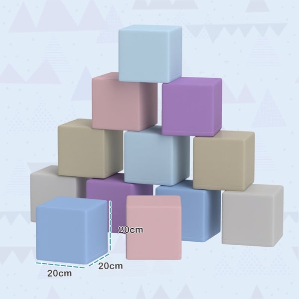 Rootz Soft Building Block Set - Pedagogiska skumblock - Färgglad spädbarnsleksak - Balans och koordinationsutveckling - 20cm x 20cm x 20cm
