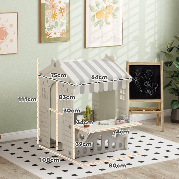 Rootz Kids Playhouse - Lasten leikkiteltta - Sisällä leikkimökki - HDPE-materiaali - 108cm x 80cm x 111cm