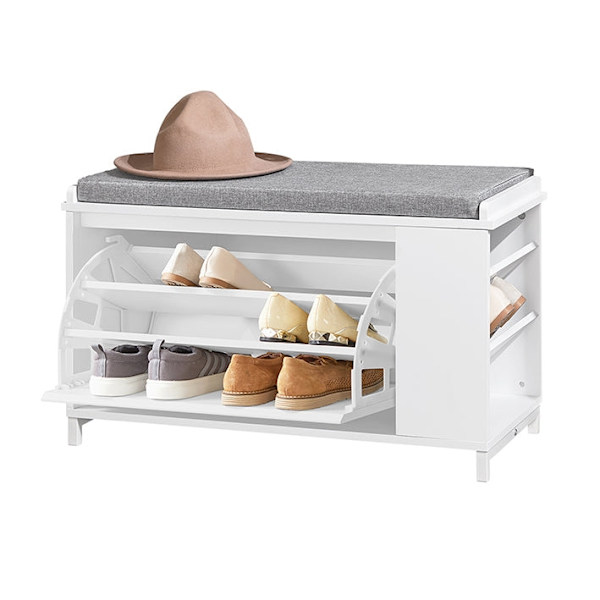 Rootz skoskab med bænk - Skoorganisator - Opbevaringsbænk - Komfortable siddepladser - Alsidig opbevaring - Holdbar MDF og metalkonstruktion - 82 cm x