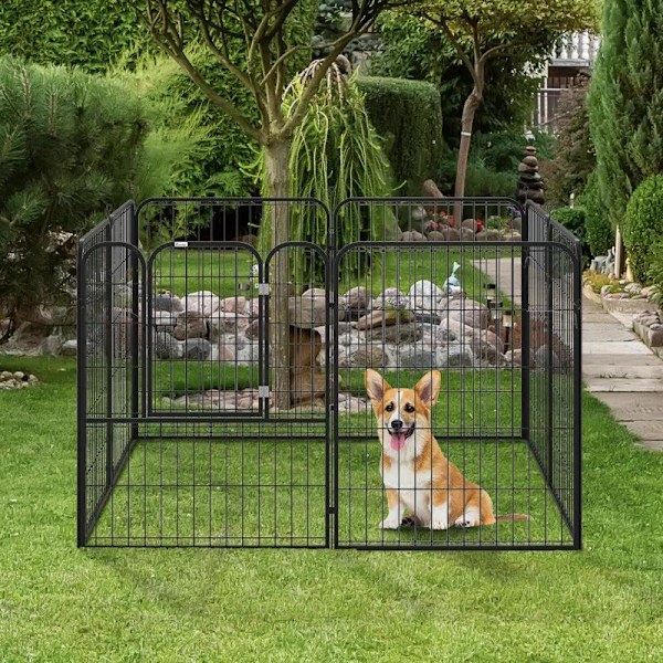 Rootz Pet kravlegård - Outdoor Run Krabbegård - Kanin hvalpebur - Hundepenne - Foldeløbshegn - Have - Metal Hutch - Sort - 79 x 100 cm