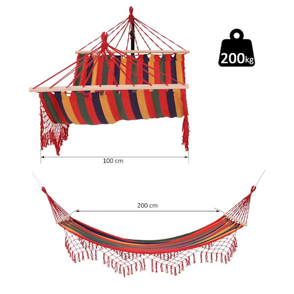 Rootz Holy riippumatto - Säänkestävä - UV-kestävä - Jopa 120 KG - Puuvilla-polyesteri - Värikäs - 2 x 1 m