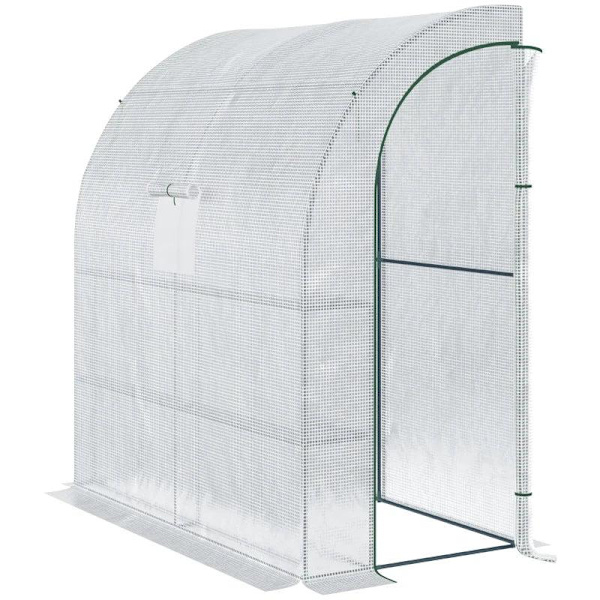 Rootz Drivhus - Vægdrivhus - Folie Drivhus - Tomat Drivhus - Med Mesh vindue - Med rulledøre - UV Beskyttelse - Hvid - 200 x 100 x 215 cm