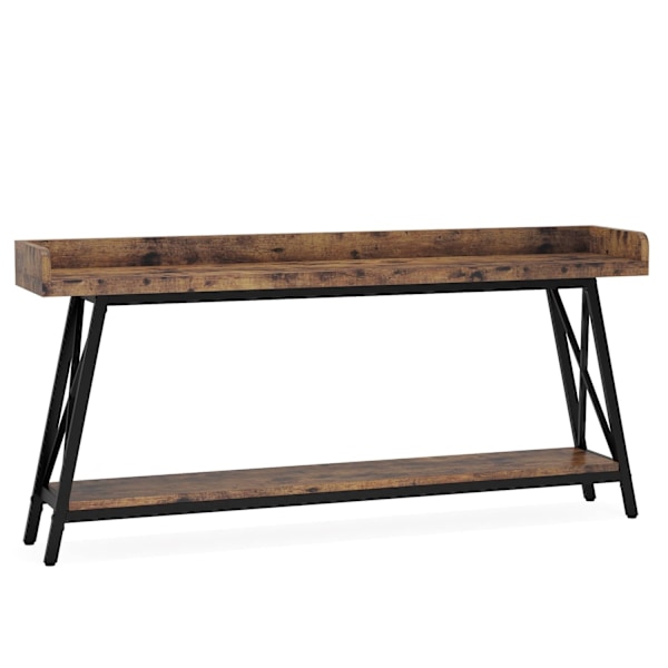 Rootz rustik sofakonsolbord - Langt barbord - Vintage industribord - Robust 4 cm bord og metal - 180,00 cm B x 30,00 cm D x 87,00 cm H.