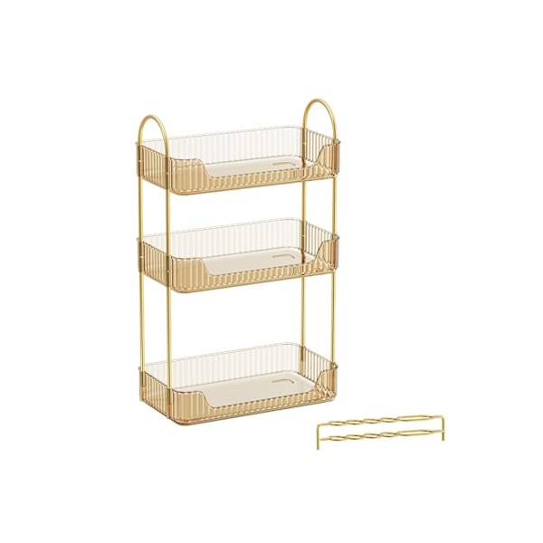 Rootz Makeup Organiser tarjotinsarja - Kosmetiikkasäilytys - Turhamaisuus Järjestäjä - Metallia ja PET-muovia - Kevyt - Samppanjakulta - 30,5 cm x 16,