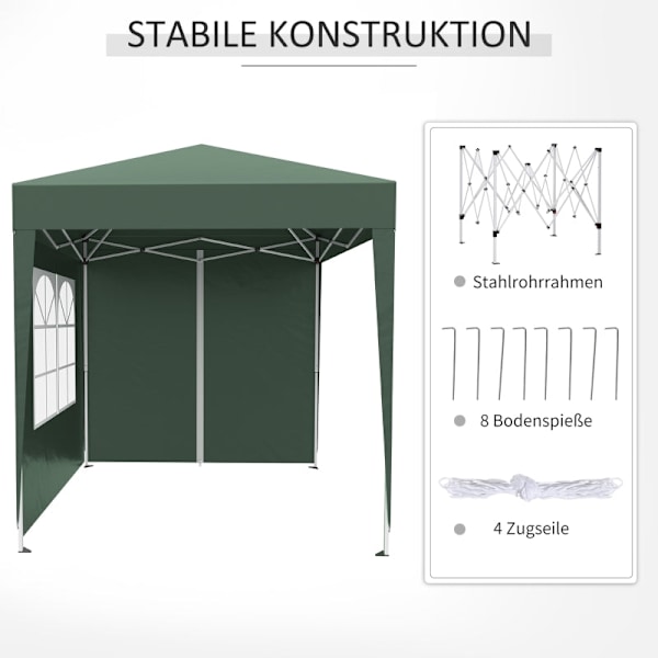 Rootz 2x2m foldepavillon - Pavillon - Øltelt - Hurtig opsætning - UV-beskyttelse - Høj stabilitet - 2L x 2W x 2,4H m - Stål & Oxford stof