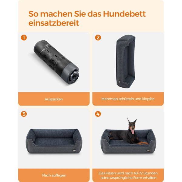 Rootz Plys Hundeseng - Husdyrseng - Hyggelig seng - Imiteret linned - Anti-Slip stof - 120 cm x 90 cm x 30 cm
