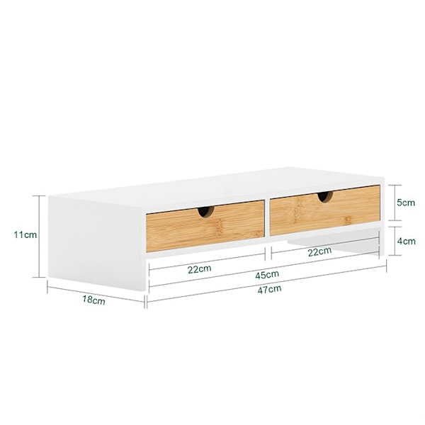 Rootz Monitor Stand Riser - Computerstativ - Desk Organizer - MDF-materiale - 47cm x 11cm x 18cm - Perfekt højde - Pladsbesparende