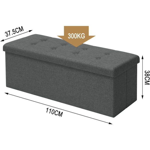 Rootz stoppad hopfällbar förvaringsbänk - ottomansk - förvaring ottomansk - hög kapacitet 118 l - utrymmesbesparande design - bekväma sittplatser - 11